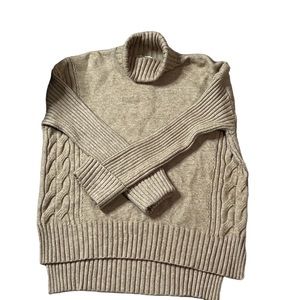 Entro Turtleneck Cable Detail Sweater, Camel Color, size Medium, Cuff Sleeve